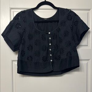Chic Black Eyelet Top